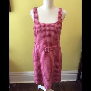 INC Pink & Black Woven Belted Dress size 10